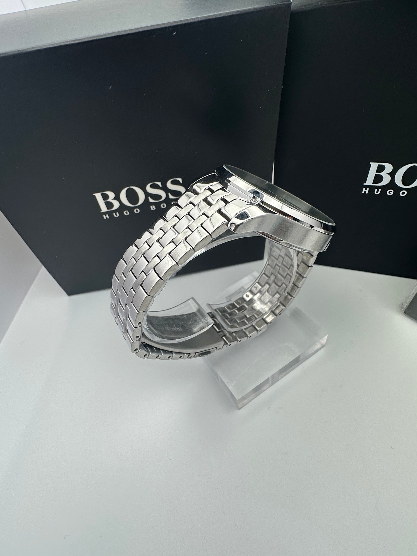 HB1513975 Green Dial Silver Tone Bracelet Stainless Steel Mens Chronograph Watch