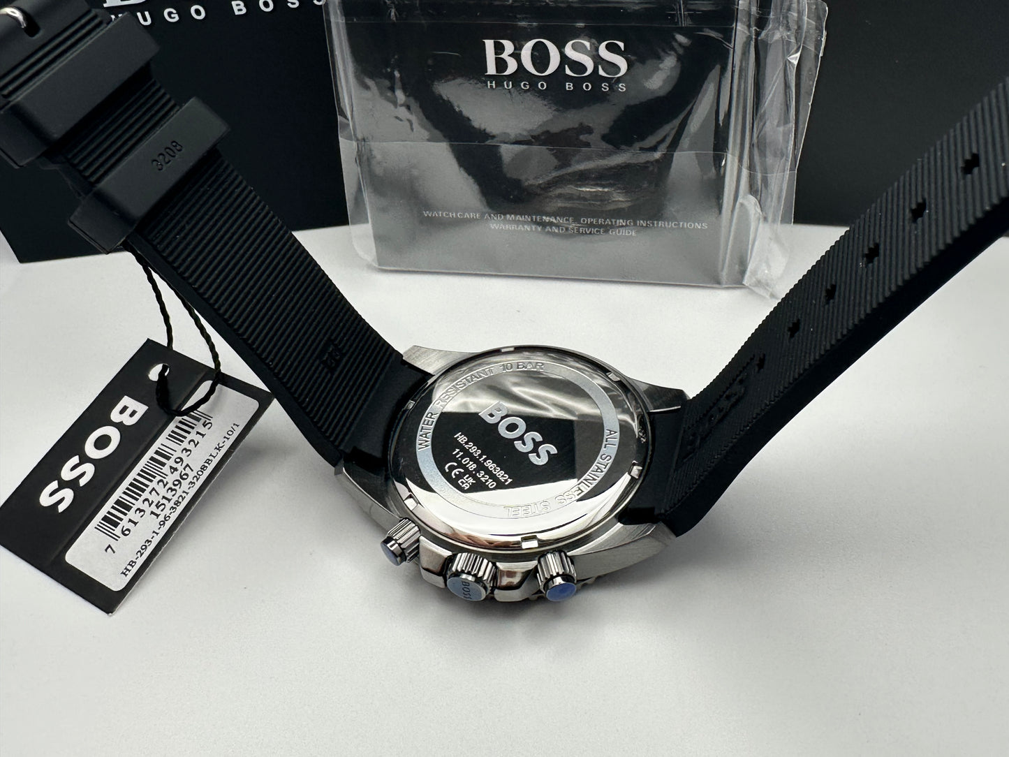 BOSS Admiral 1513967 Olive Green Dial Black Silicon Strap Mens Chronograph Watch