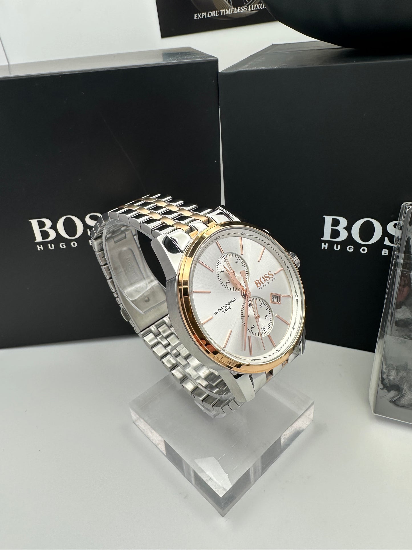 HB1513385 Two-Tone Gold & Silver Stainless Steel Mens Chronograph Watch