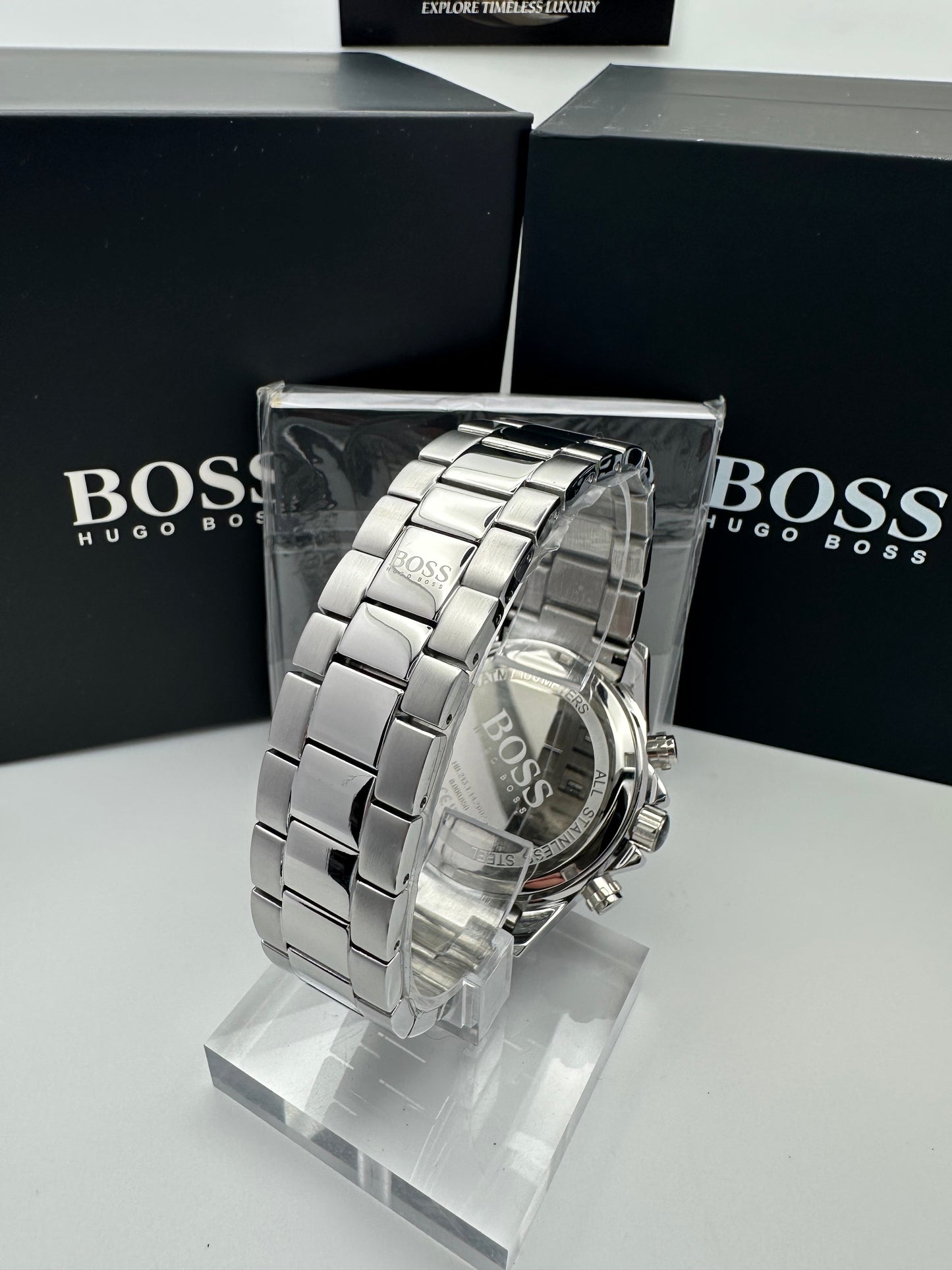 HB1512963 Men’s Chronograph Watch – Blue Dial with Silver Stainless Steel Case and Bracelet