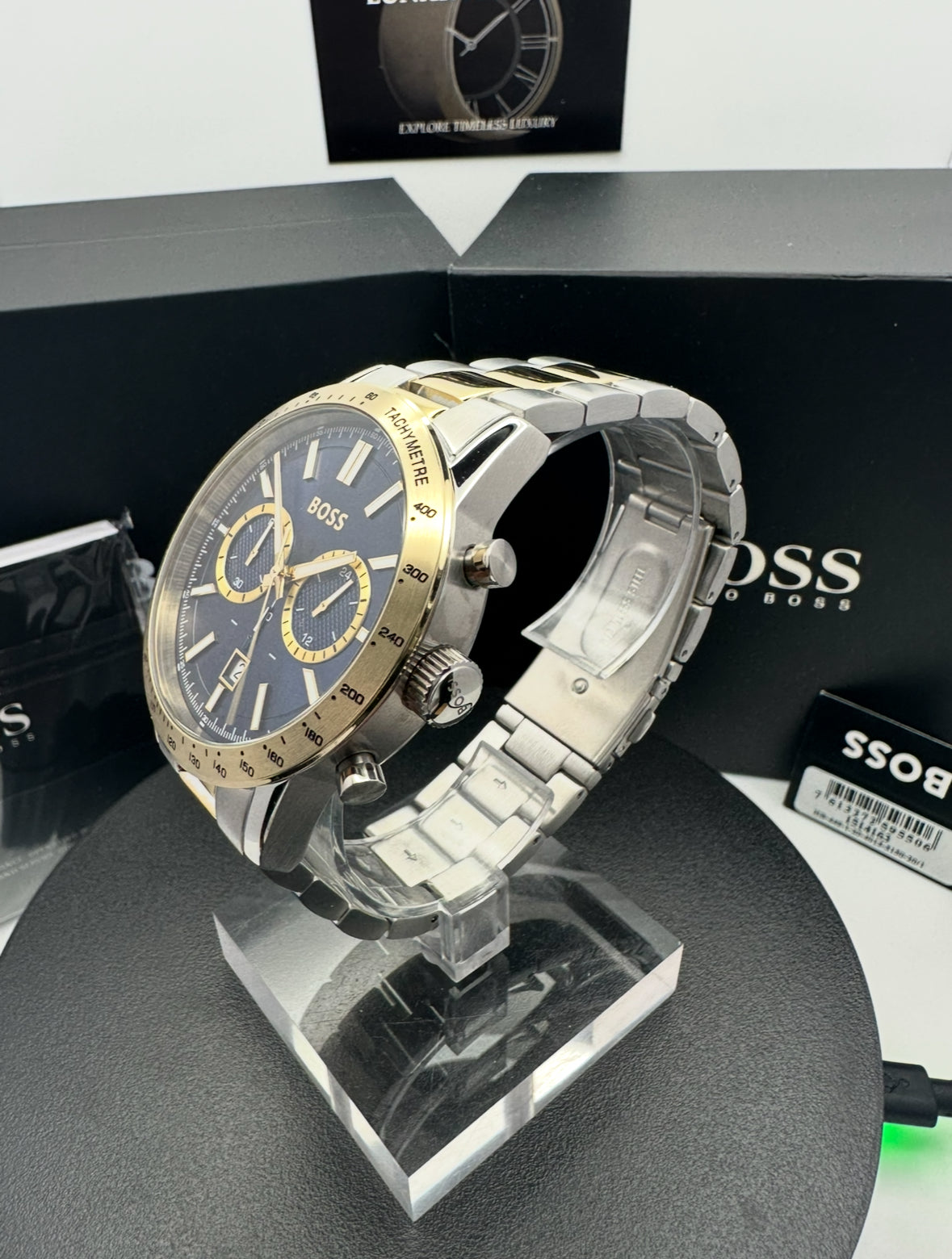 BOSS Allure 1514163 Blue Dial Two-Tone Stainless Steel Mens Chronograph Watch