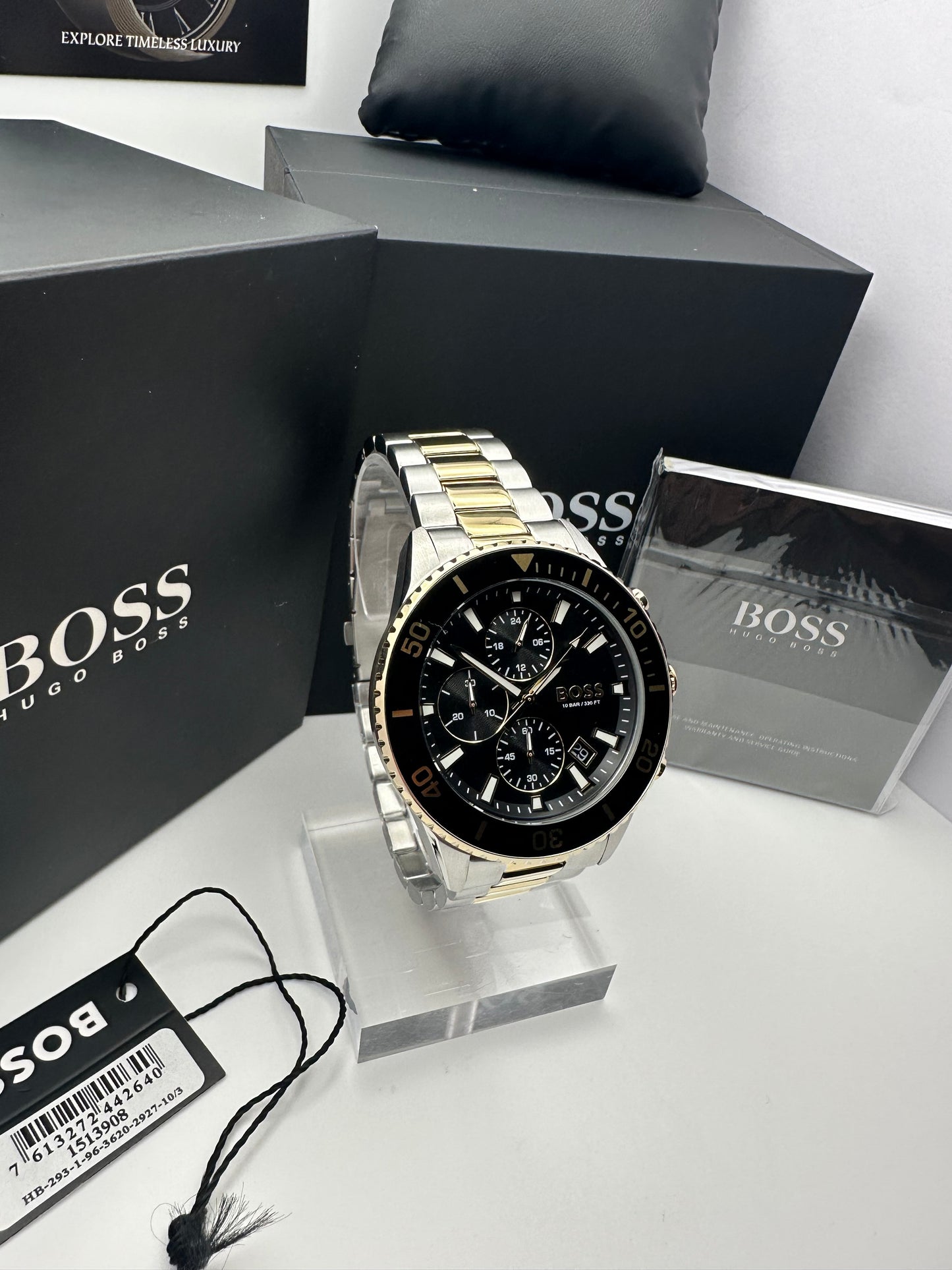 HB1513908 Admiral Black, Silver & Gold Tone Stainless Steel Mens Chronograph Watch