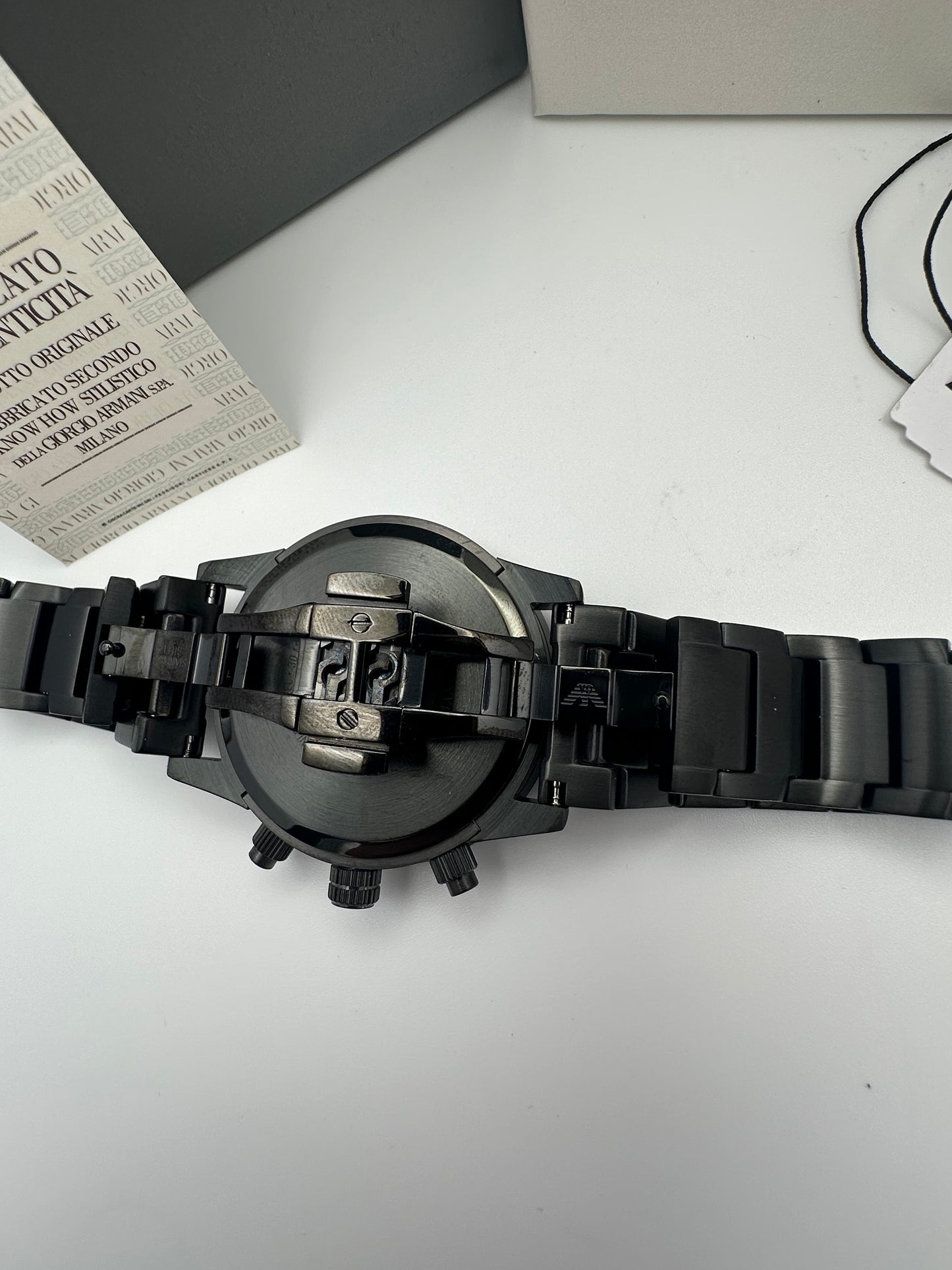 Emporio Armani 11472 Dark Green Dial Black Stainless Steel Mens Chronograph Watch