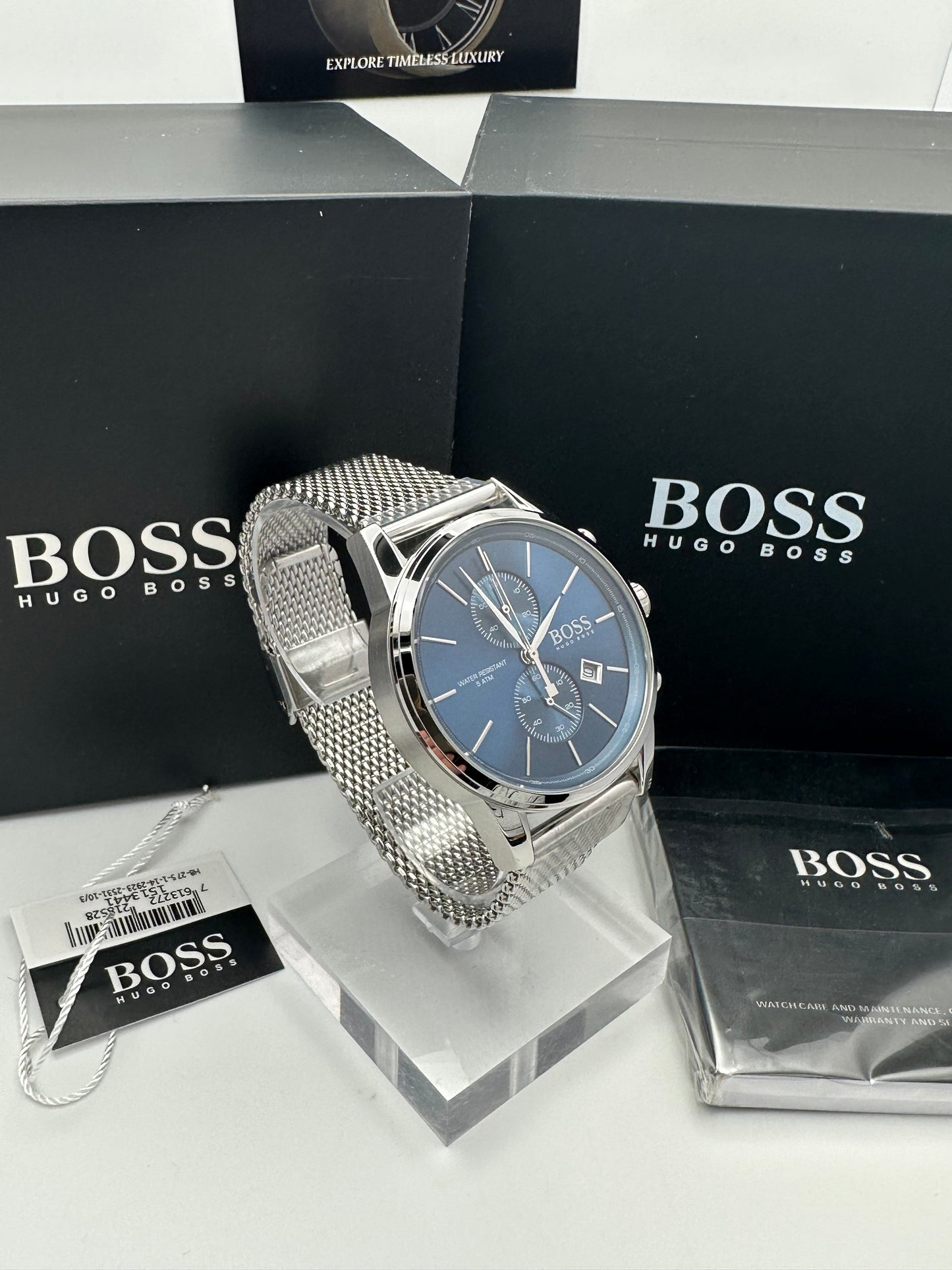 HB1513441 Jet Blue Dial Silver Tone Stainless Steel Strap Mens Chronograph Watch