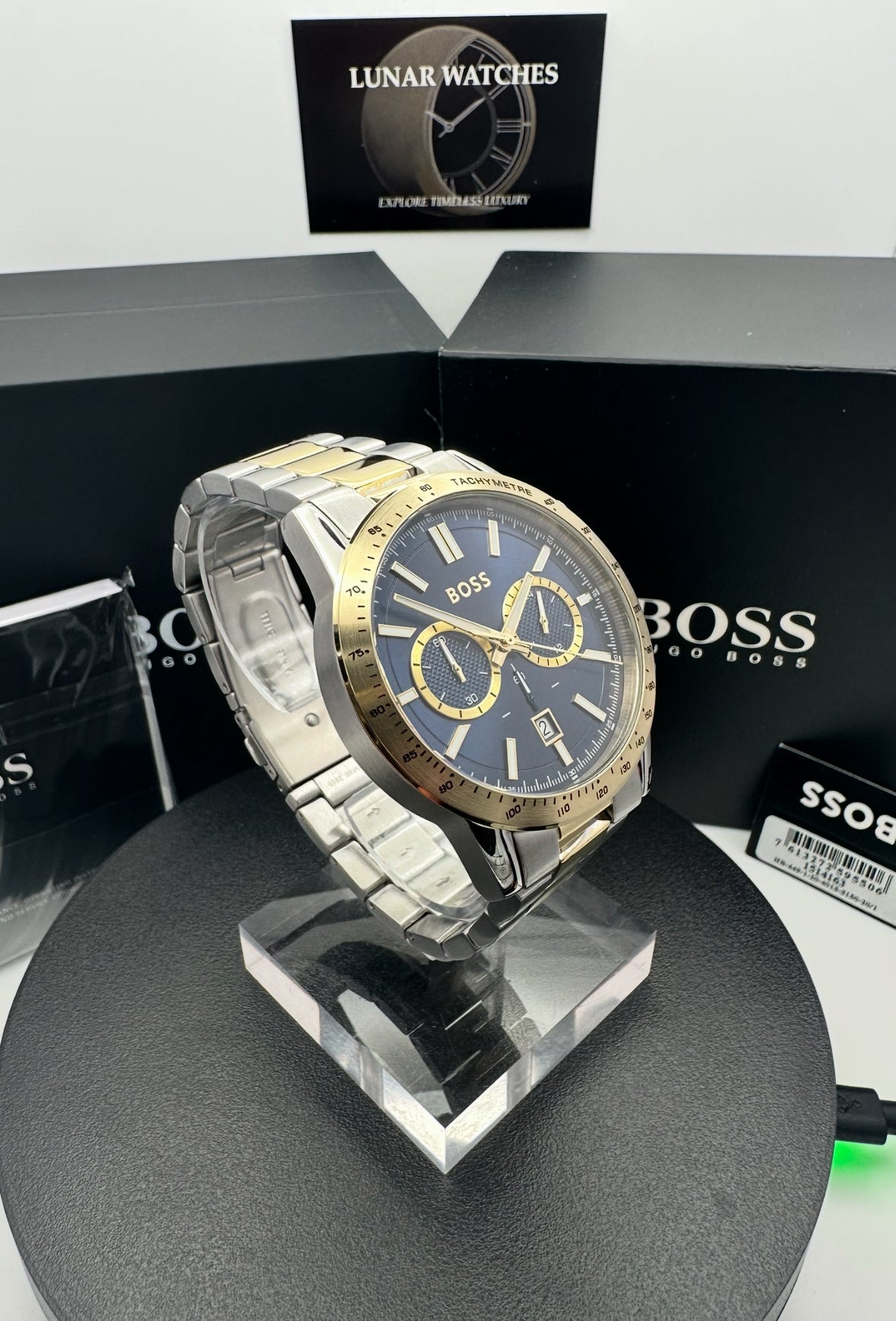 BOSS Allure 1514163 Blue Dial Two-Tone Stainless Steel Mens Chronograph Watch
