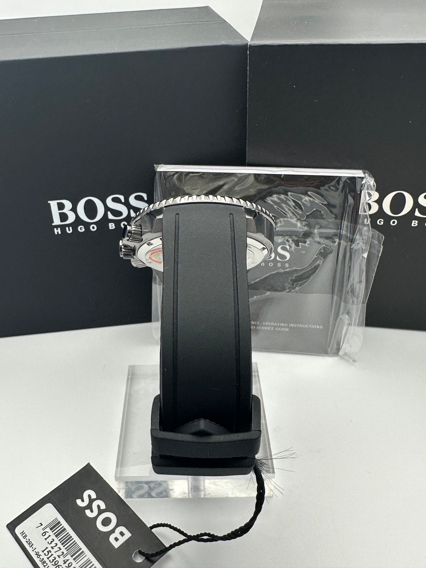 BOSS Admiral 1513967 Olive Green Dial Black Silicon Strap Mens Chronograph Watch