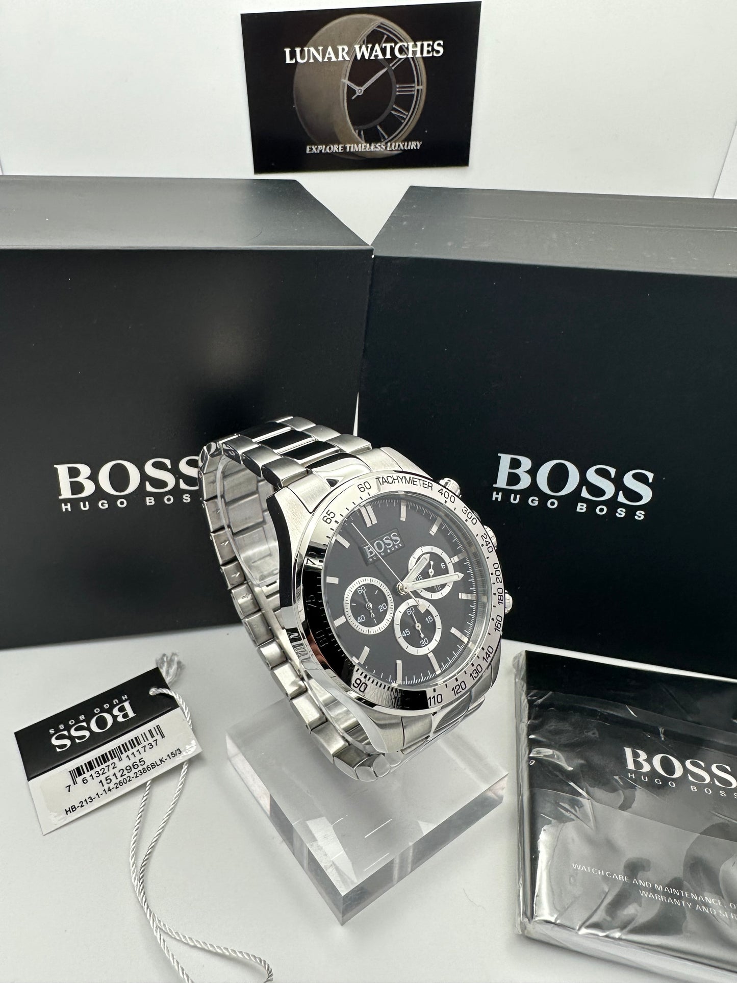 HB1512965 Ikon Black Dial Silver Tone Stainless Steel Mens Chronograph Watch