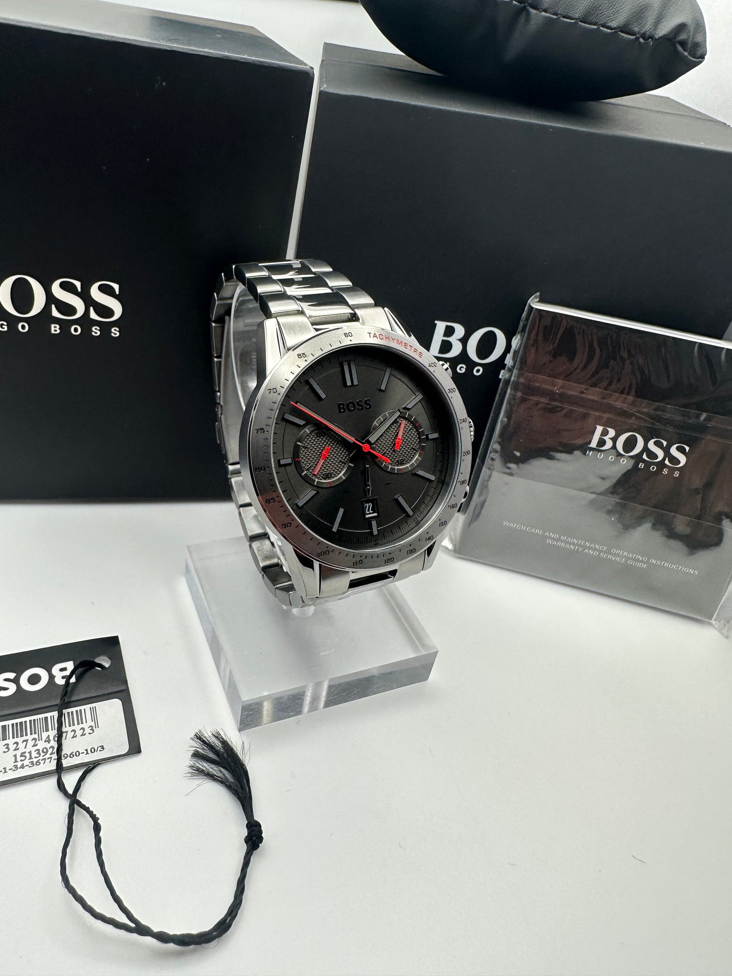 HB1513924 Allure Smokey Black Dial Silver Tone Stainless Steel Mens Chronograph Watch