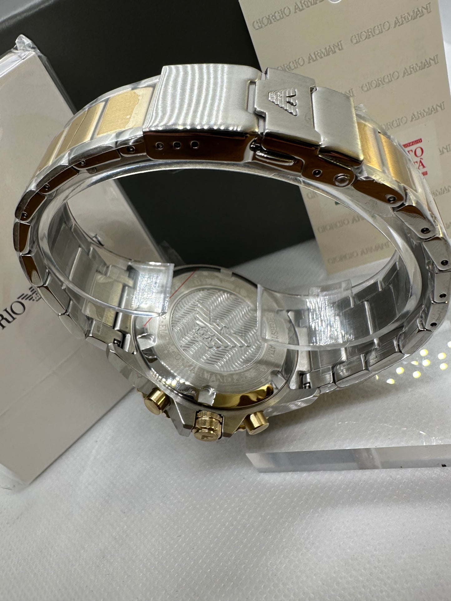 Luxury Men's AR11362 Two-tone Stainless Steel Chronograph Watch with Blue Dial