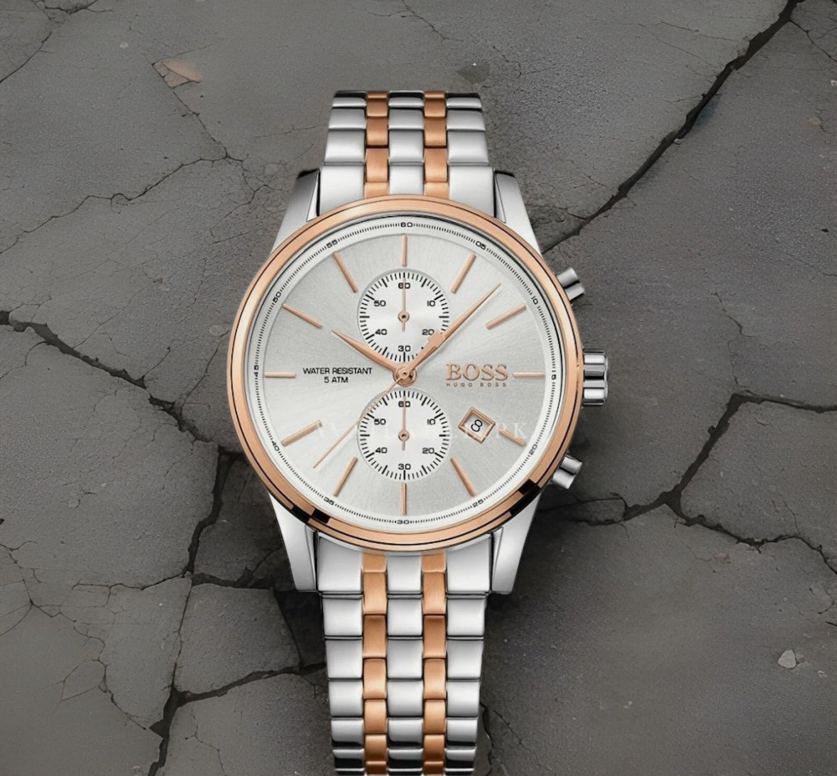 HB1513385 Two-Tone Gold & Silver Stainless Steel Mens Chronograph Watch