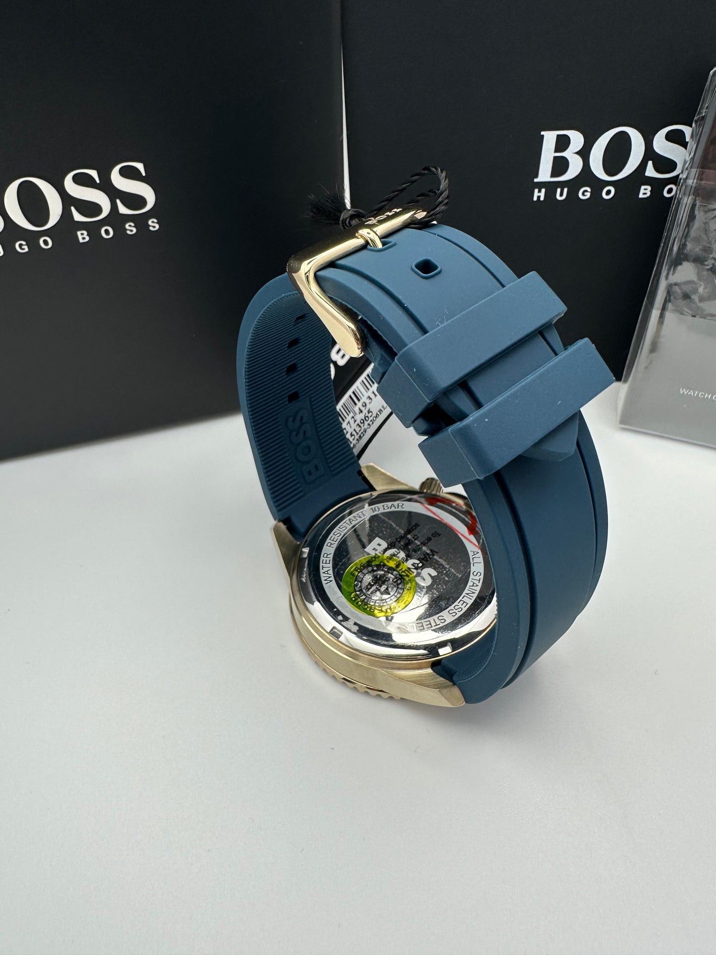 HB1513965 Admiral Blue & Gold Tone Dial Stainless Steel, Silicon Strap Mens Chronograph Watch