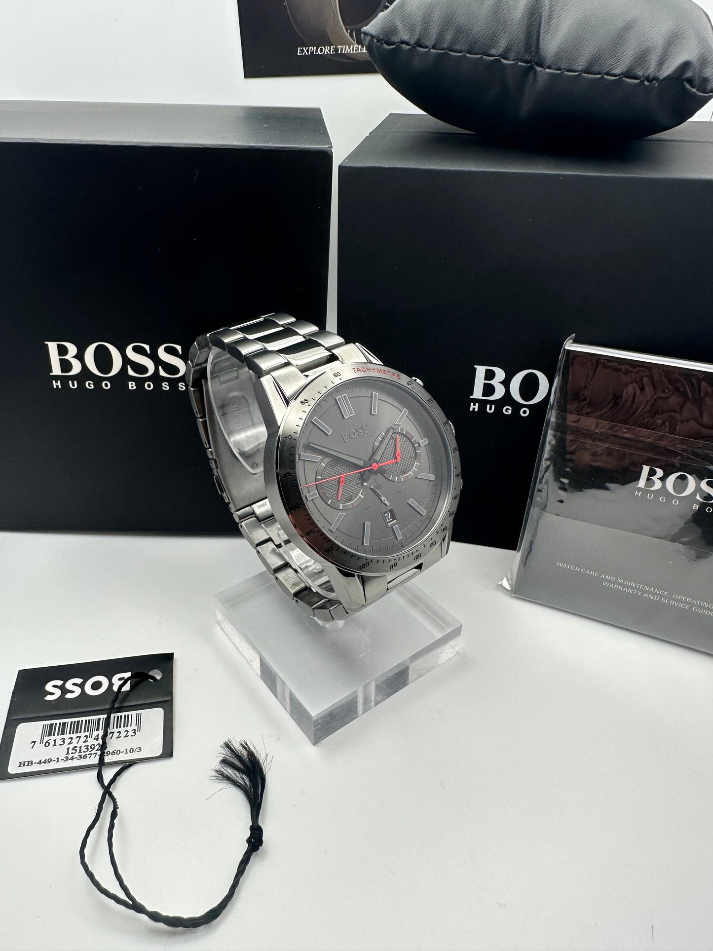 HB1513924 Allure Smokey Black Dial Silver Tone Stainless Steel Mens Chronograph Watch