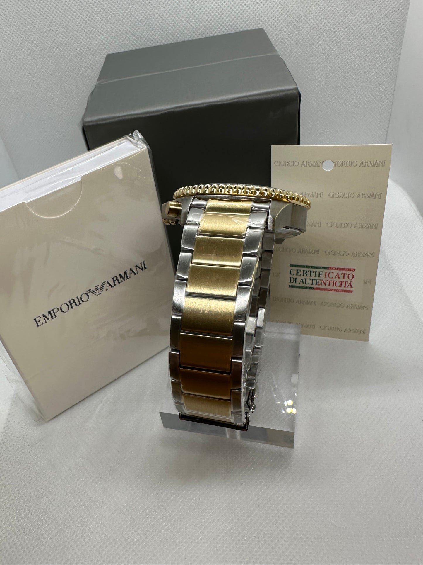 Luxury Men's AR11362 Two-tone Stainless Steel Chronograph Watch with Blue Dial