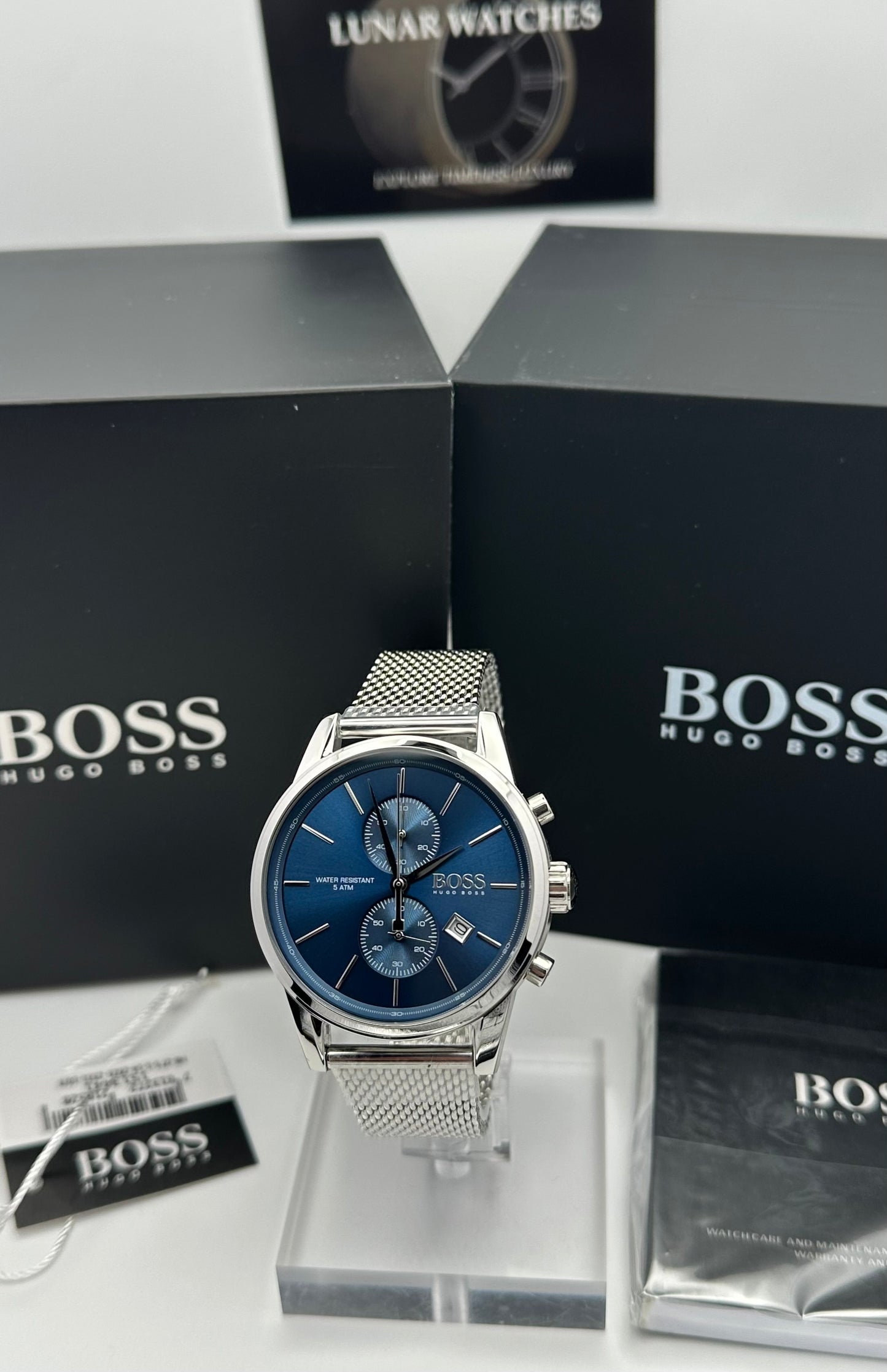 HB1513441 Jet Blue Dial Silver Tone Stainless Steel Strap Mens Chronograph Watch