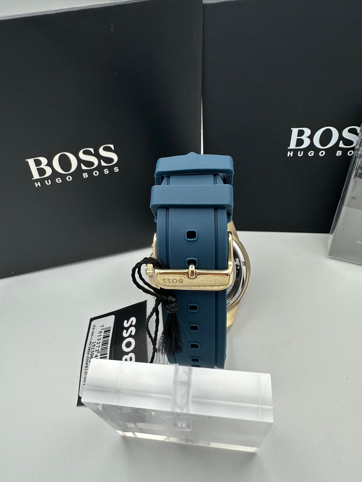 HB1513965 Admiral Blue & Gold Tone Dial Stainless Steel, Silicon Strap Mens Chronograph Watch