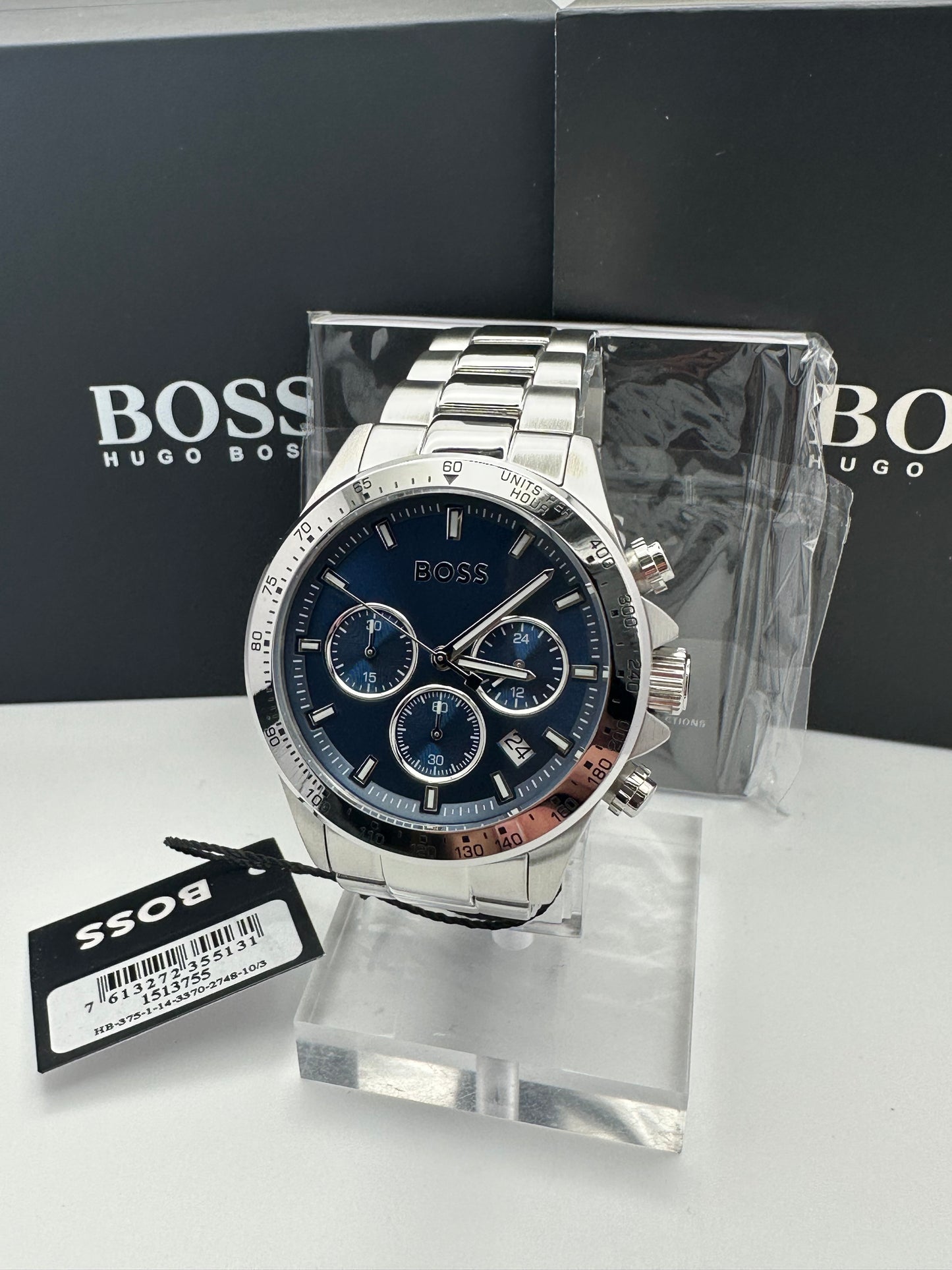 HB1513755 Sport Hero Silver Tone Stainless Steel Mens Chronograph Watch