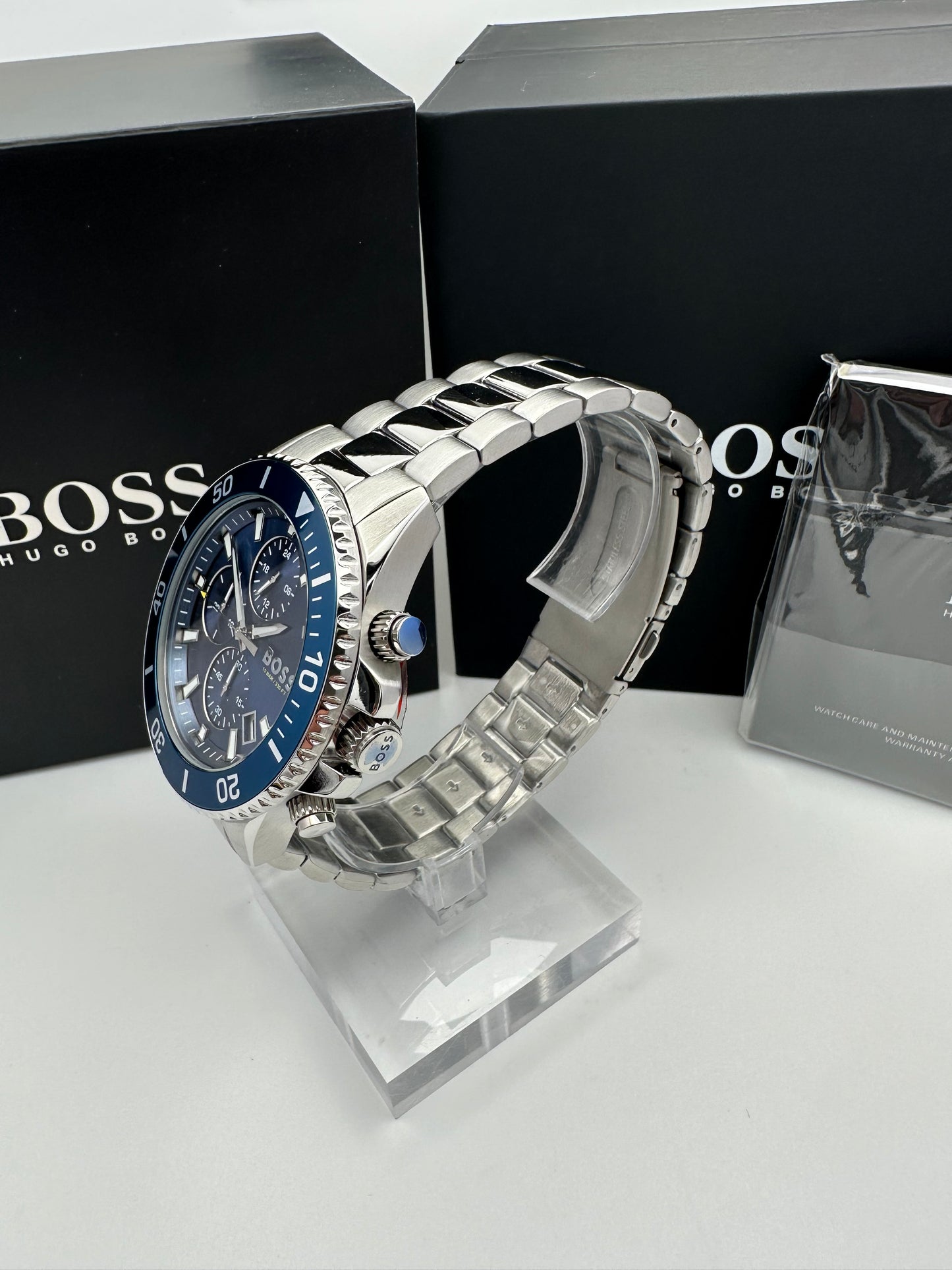 HB1513907 Admiral Blue Dial Silver Tone Stainless Steel Mens Chronograph Watch