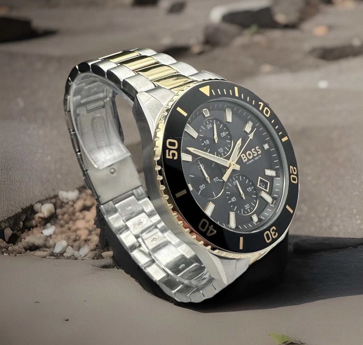 HB1513908 Admiral Black, Silver & Gold Tone Stainless Steel Mens Chronograph Watch