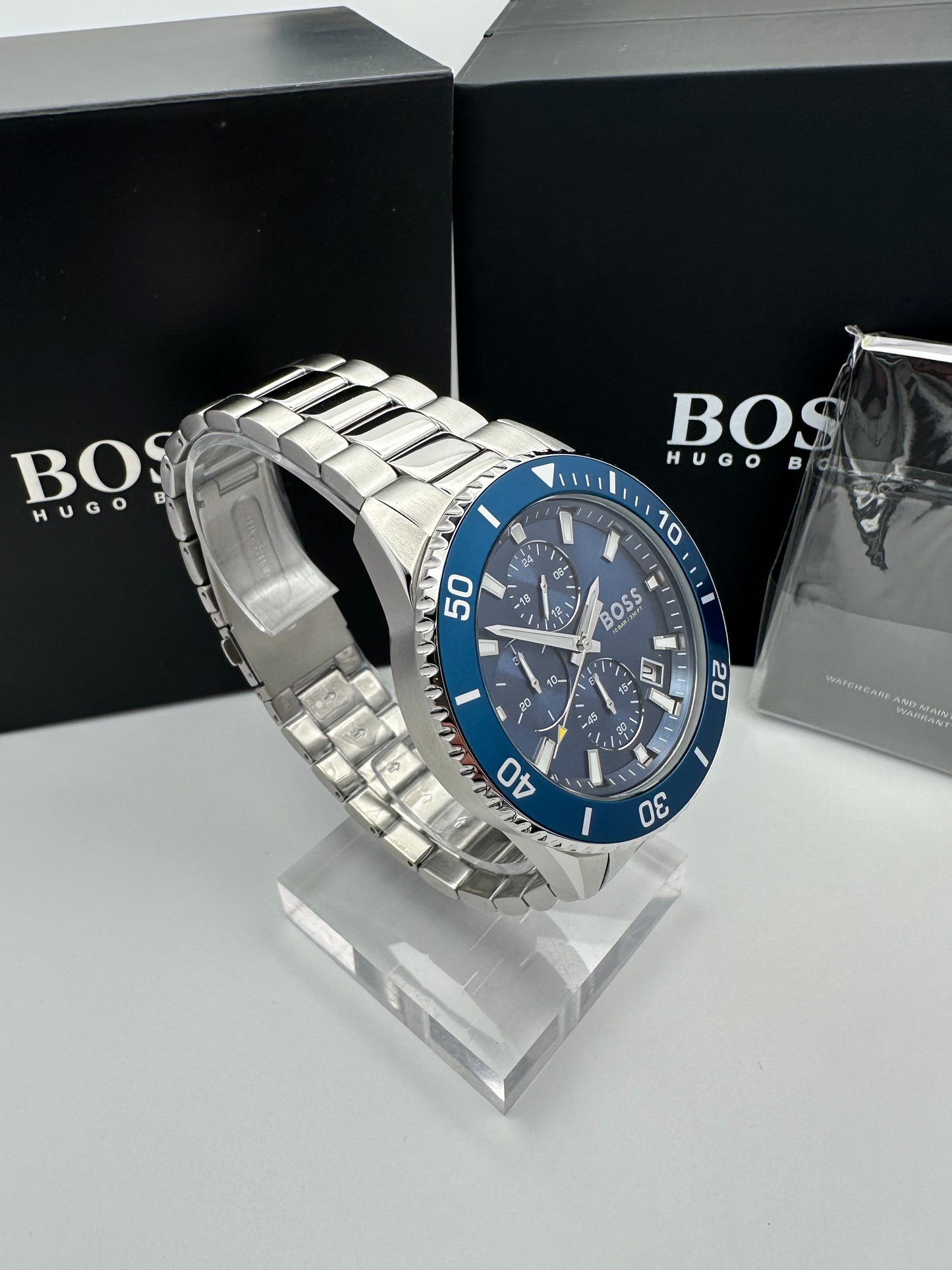 HB1513907 Admiral Blue Dial Silver Tone Stainless Steel Mens Chronograph Watch