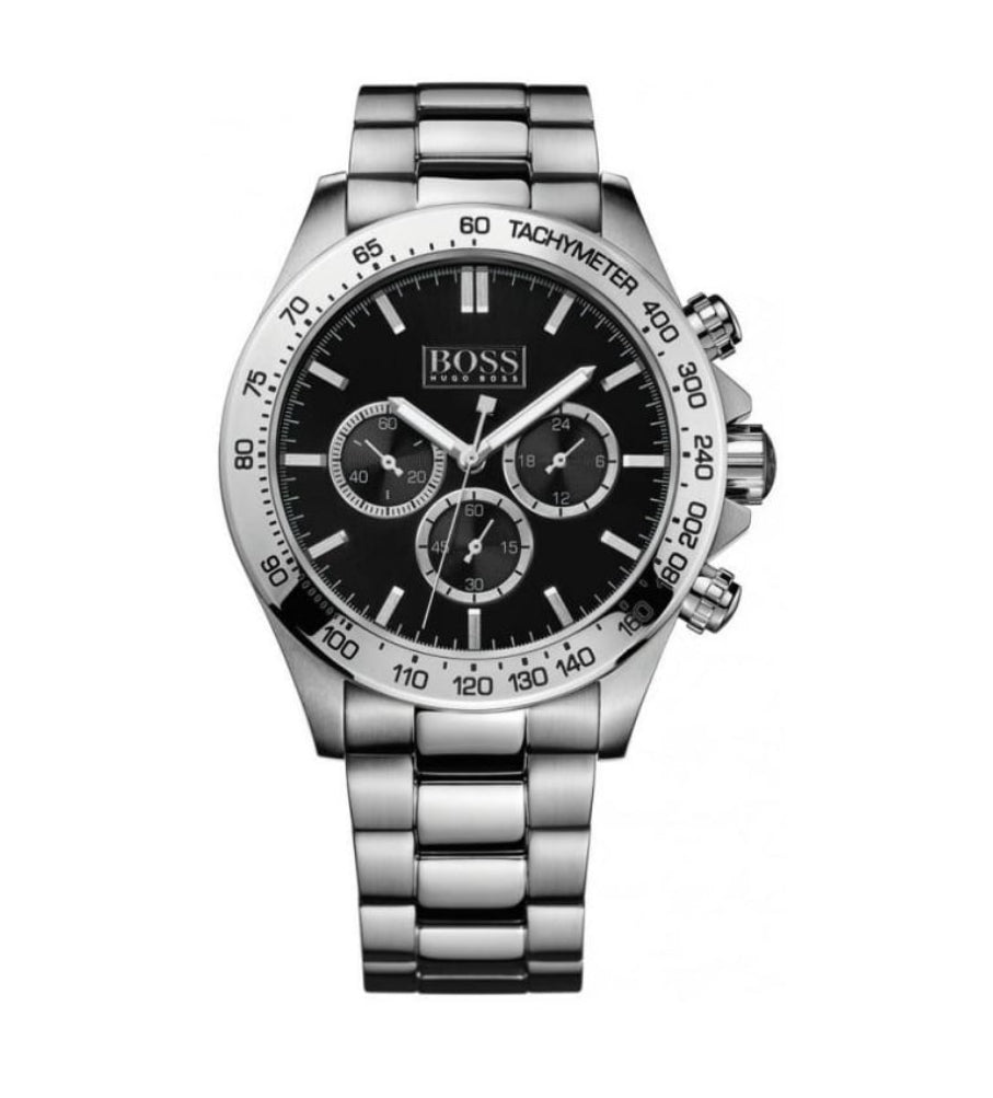 HB1512965 Ikon Black Dial Silver Tone Stainless Steel Mens Chronograph Watch