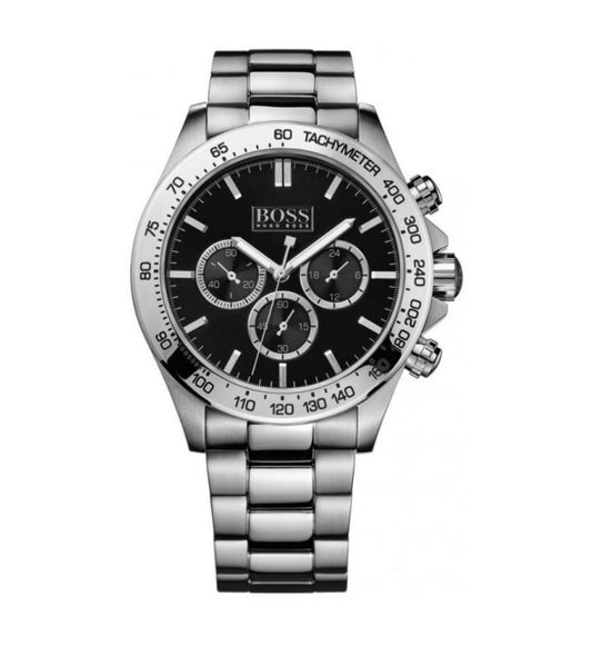 HB1512965 Ikon Black Dial Silver Tone Stainless Steel Mens Chronograph Watch