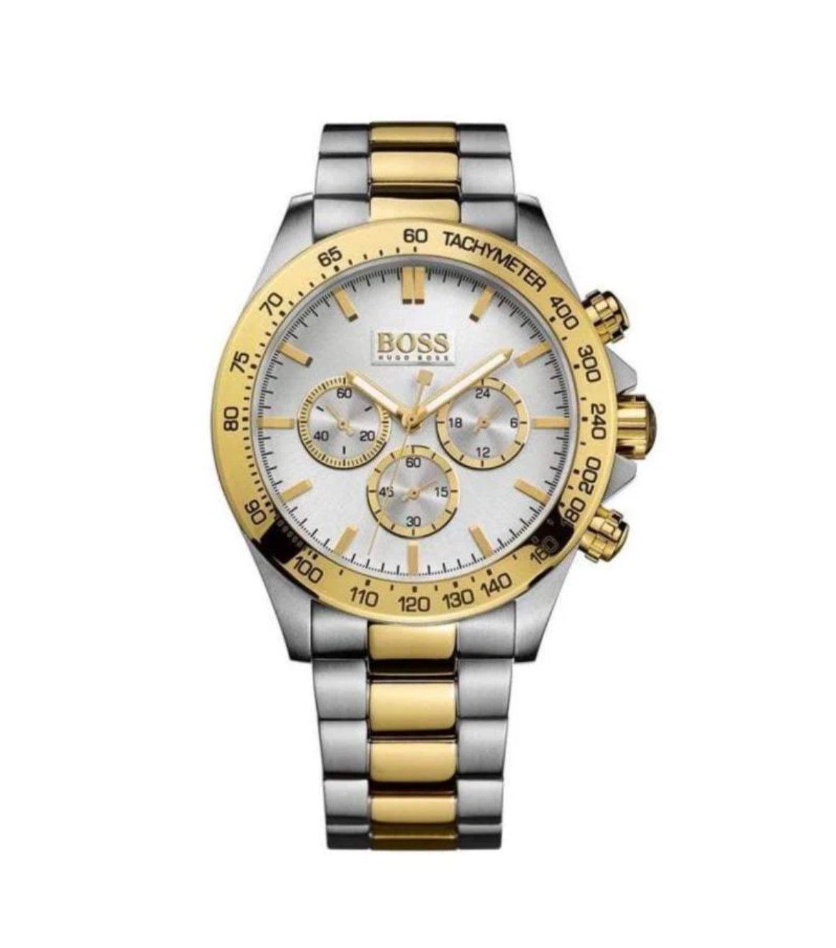 HB1512960 Two-Tone Gold Men’s Chronograph Watch – Classic White Dial with Stainless Steel Bracelet