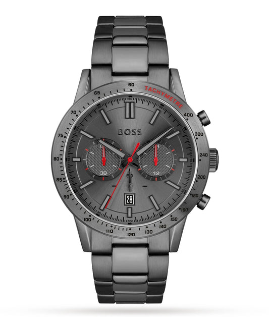 HB1513924 Allure Smokey Black Dial Silver Tone Stainless Steel Mens Chronograph Watch