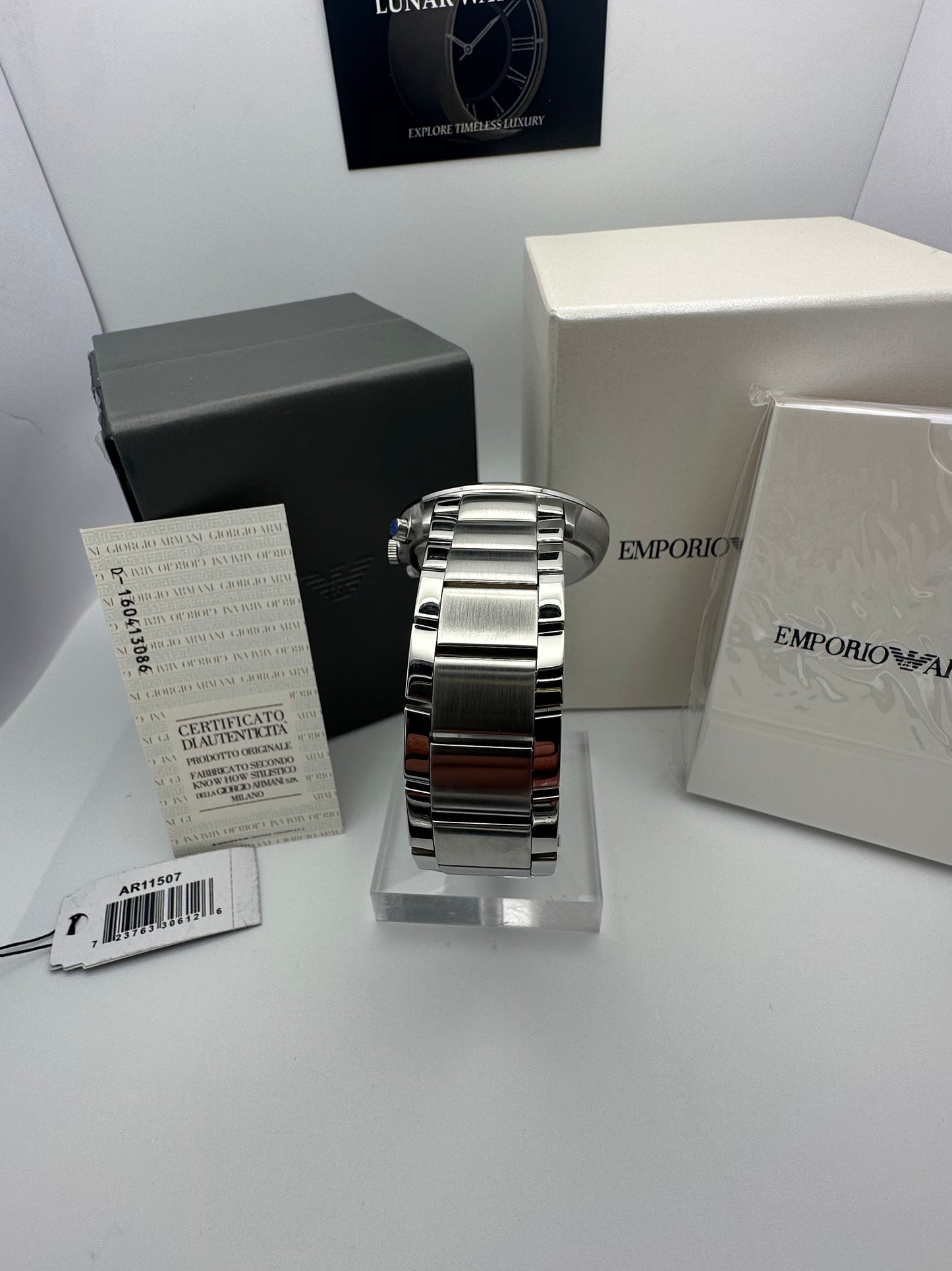 Emporio Armani 11507 Renato Hulk Green Dial Silver Tone Stainless Steel Mens Chronograph Watch