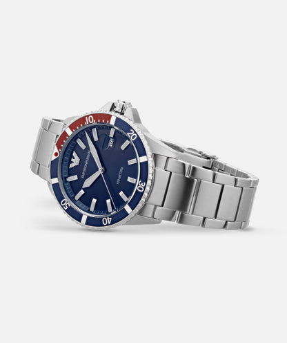 Emporio Armani 11339 Blue Dial Stainless Steel Mens Watch