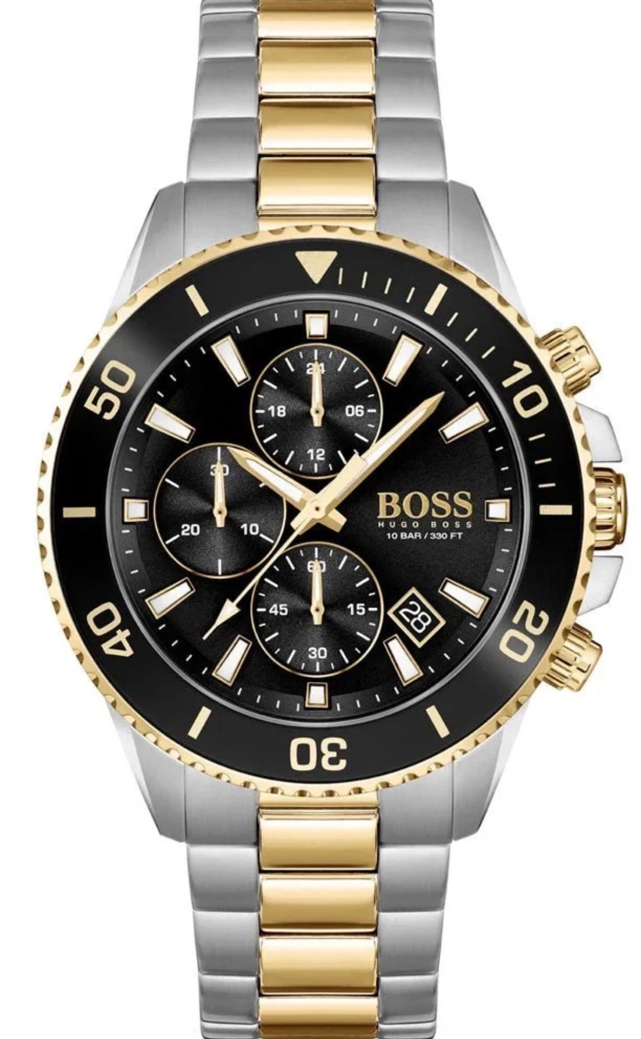 Hugo Boss 1513908 Admiral Black, Silver & Gold Tone Stainless Steel Mens Chronograph Watch