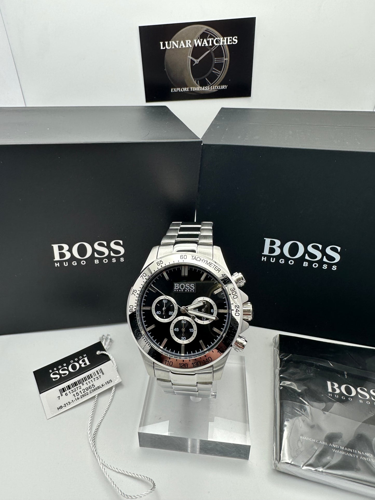 HB1512965 Ikon Black Dial Silver Tone Stainless Steel Mens Chronograph Watch