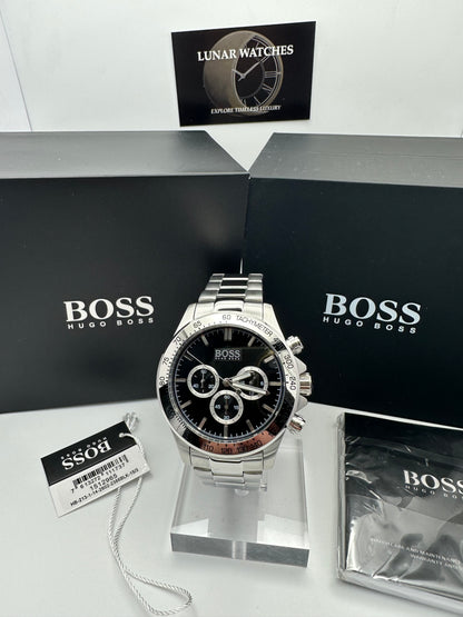 HB1512965 Ikon Black Dial Silver Tone Stainless Steel Mens Chronograph Watch