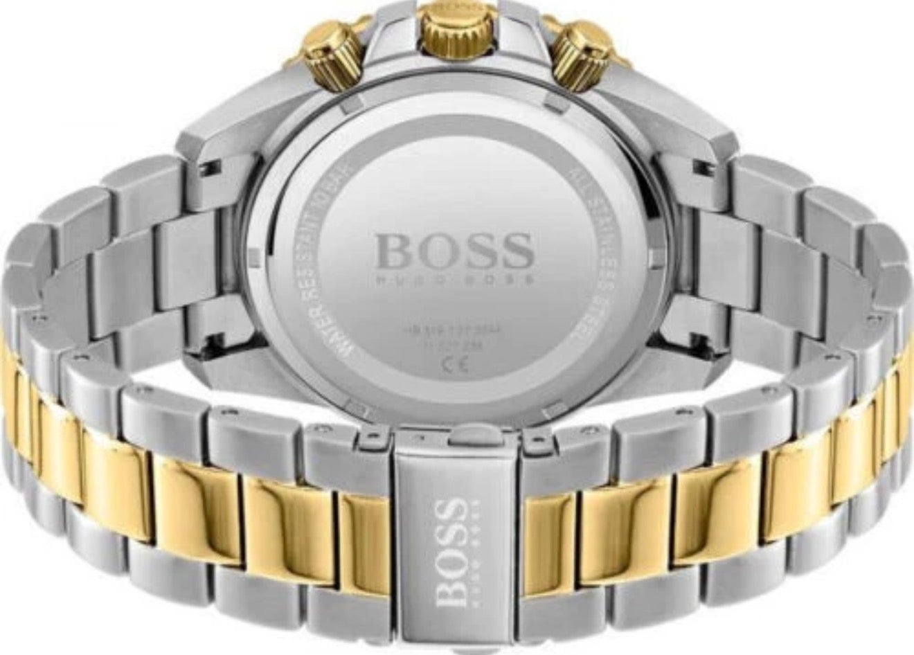 Hugo Boss 1513908 Admiral Black, Silver & Gold Tone Stainless Steel Mens Chronograph Watch