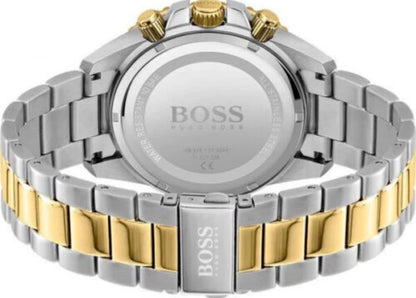 Hugo Boss 1513908 Admiral Black, Silver & Gold Tone Stainless Steel Mens Chronograph Watch