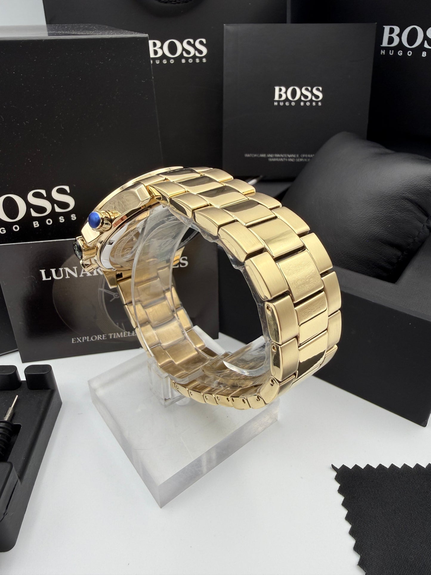 HB1513340 Ikon Blue Dial Gold Tone Chronograph Watch - Classic & Sophisticated