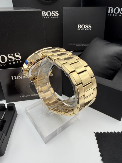 HB1513340 Ikon Blue Dial Gold Tone Chronograph Watch - Classic & Sophisticated