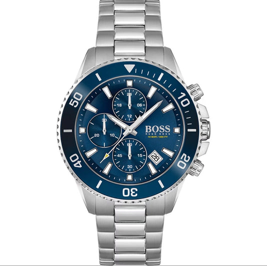 Boss 1513907 Admiral Blue Dial Silver Tone Stainless Steel Mens Chronograph Watch
