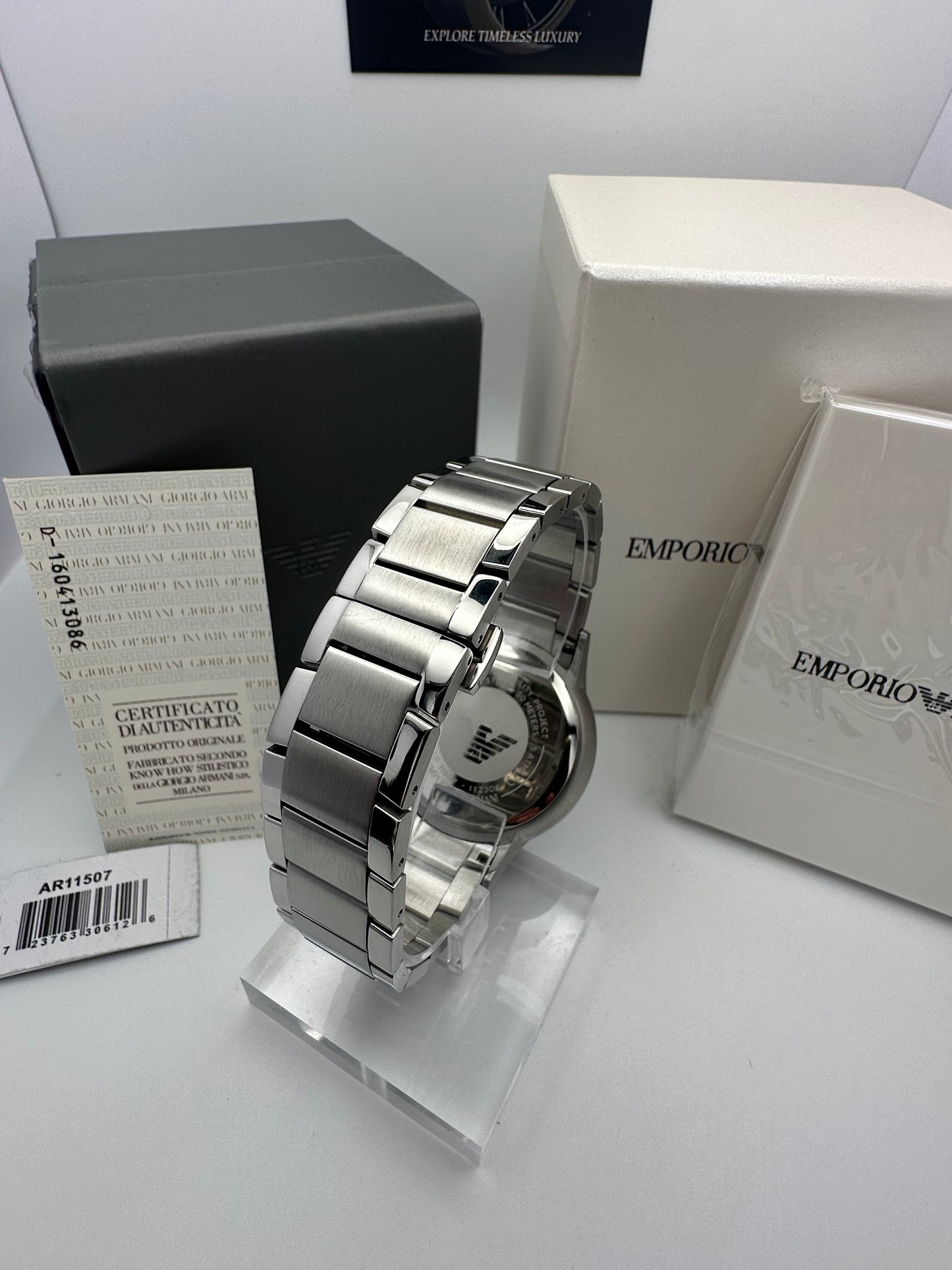 Emporio Armani 11507 Renato Hulk Green Dial Silver Tone Stainless Steel Mens Chronograph Watch