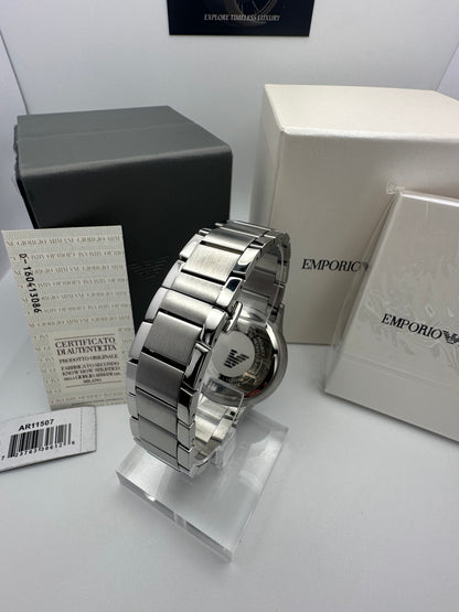 Emporio Armani 11507 Renato Hulk Green Dial Silver Tone Stainless Steel Mens Chronograph Watch