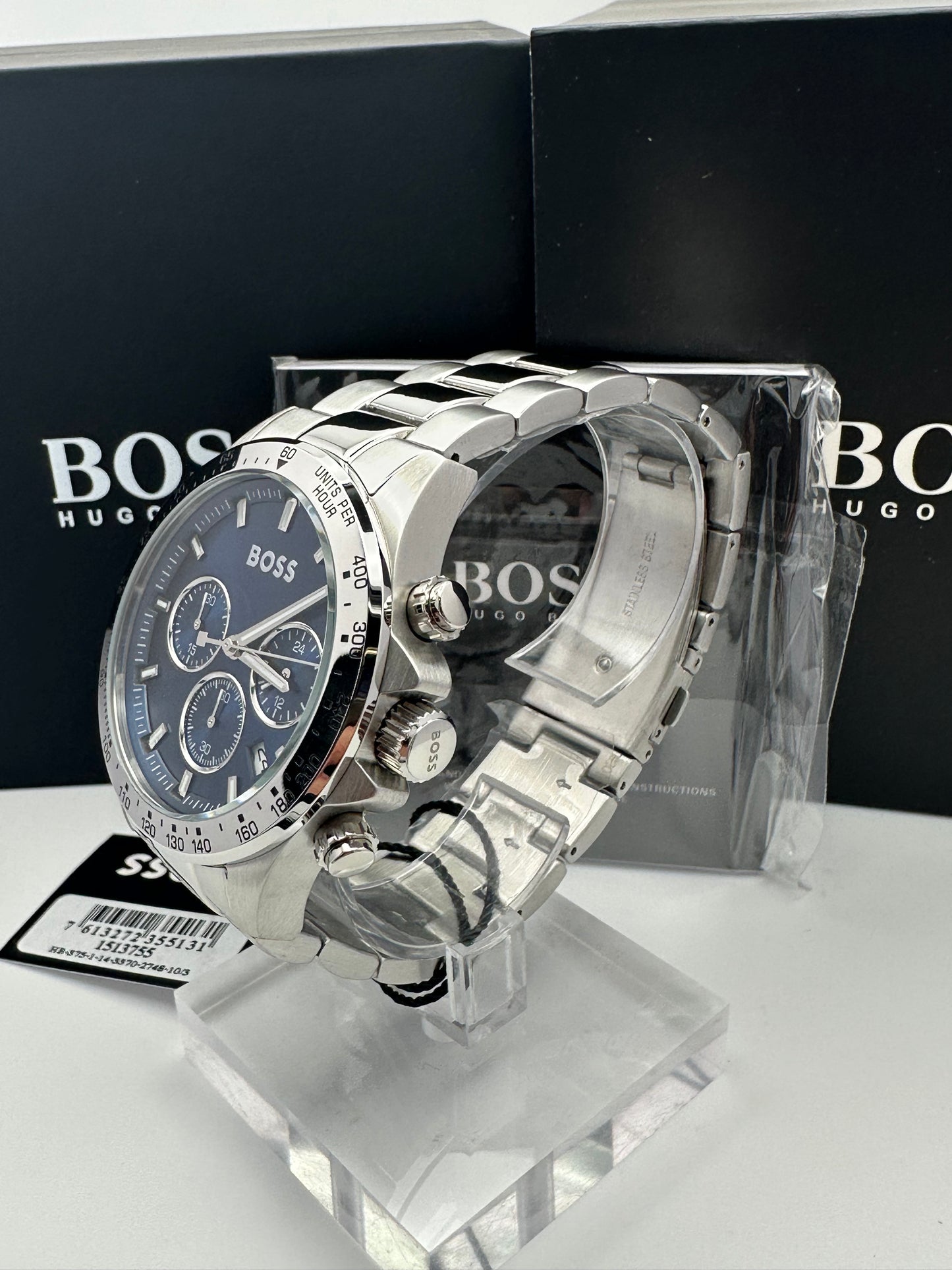 HB1513755 Sport Hero Silver Tone Stainless Steel Mens Chronograph Watch