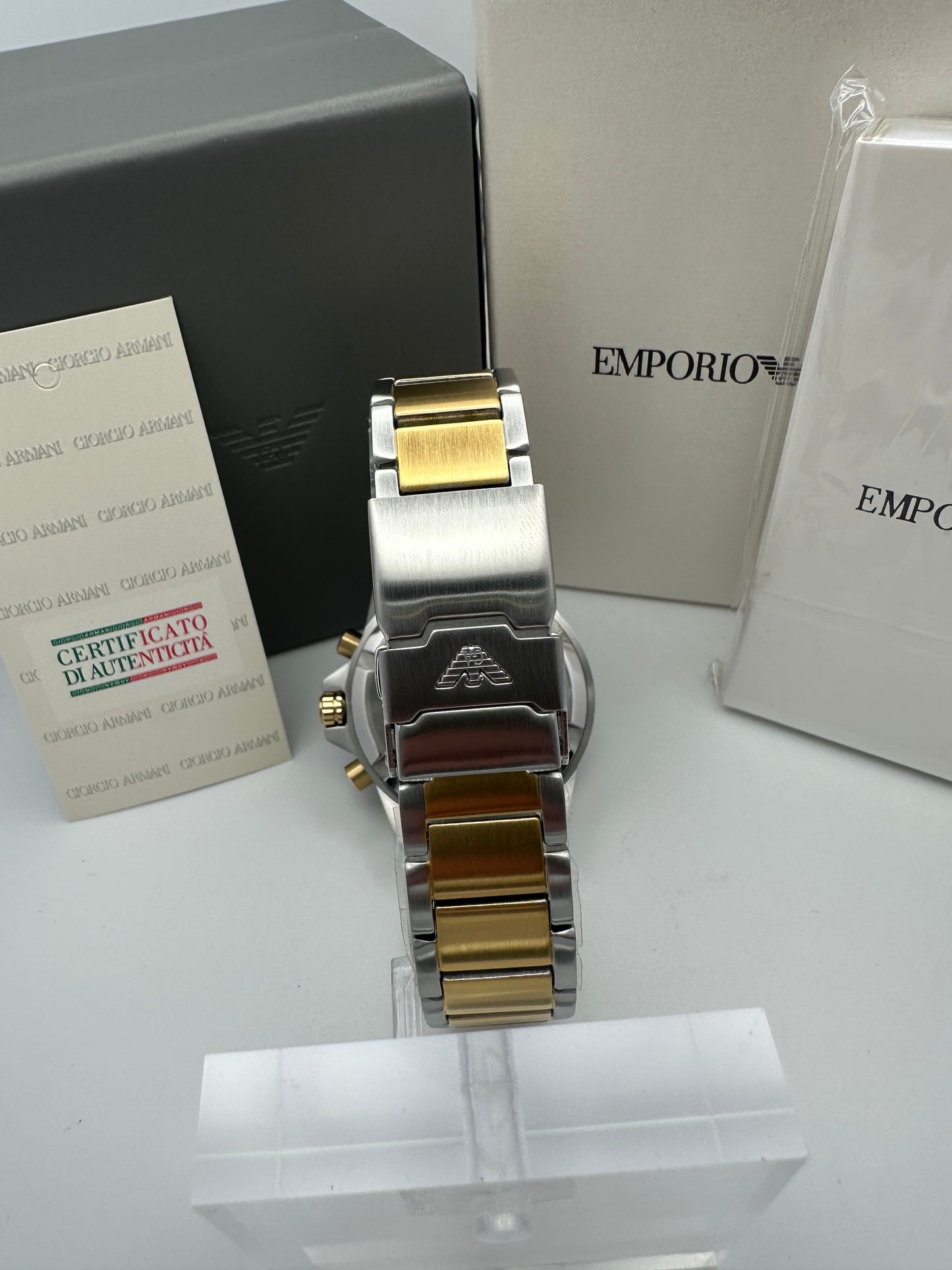 Emporio Armani Mens Diver Watch AR11361 Two Tone Stainless Steel Mens Chronograph Watch