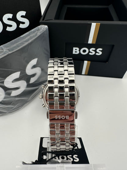 Boss 1513975 Green Dial Silver Tone Bracelet Stainless Steel Mens Chronograph Watch