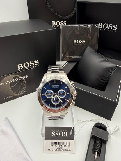 HB1512963 Men’s Chronograph Watch – Blue Dial with Silver Stainless Steel Case and Bracelet
