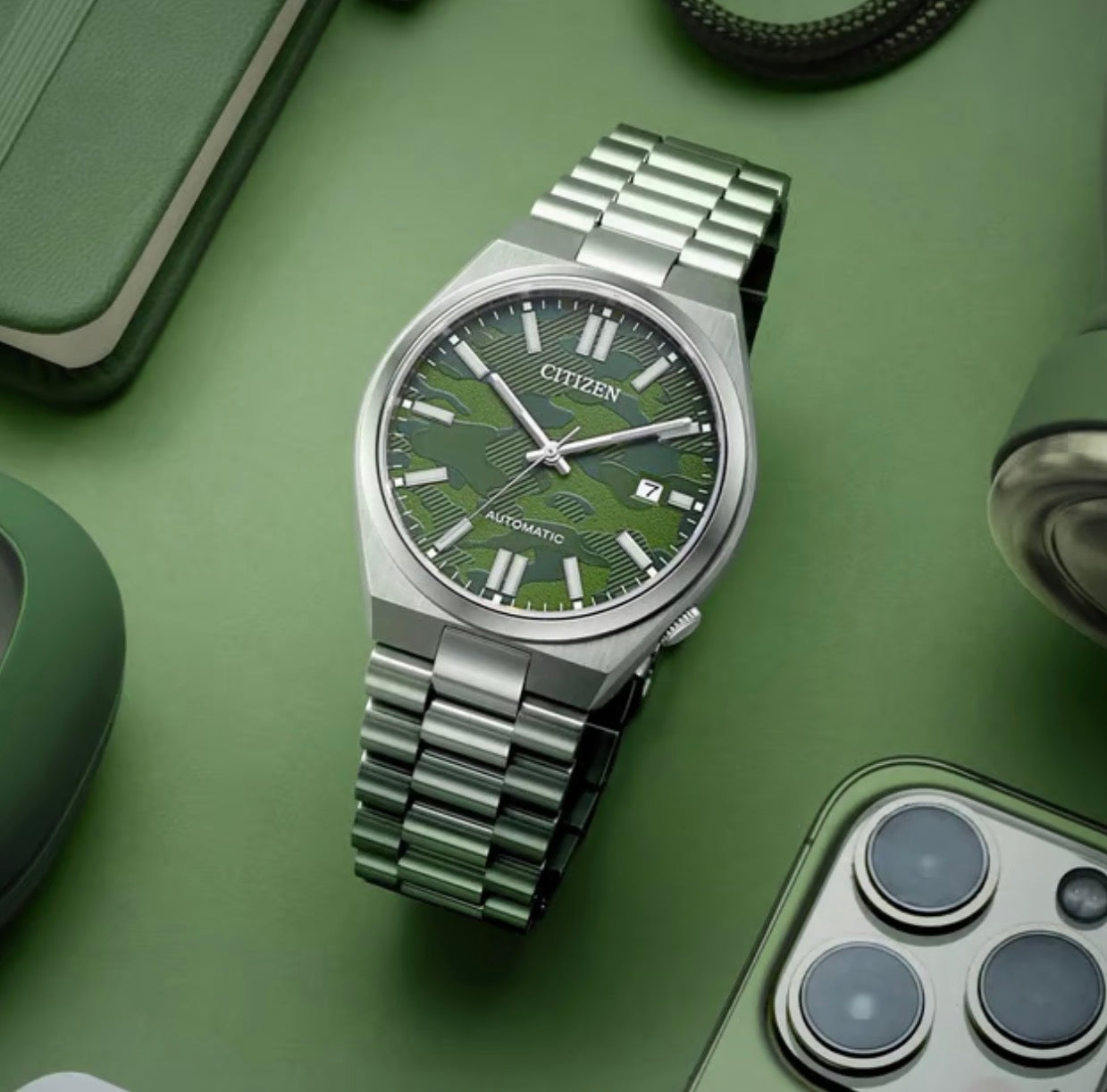 Citizen Tsuyosa Sapphire Crystal Automatic NJ0159-86X Green Dial Men's Watch 40mm