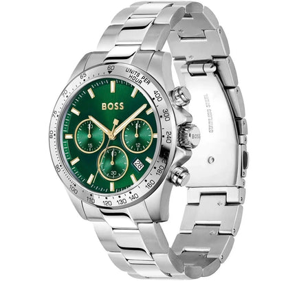 BOSS 1514217 Hero Green Dial Stainless Steel Mens Chronograph Watch