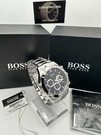 HB1512965 Ikon Black Dial Silver Tone Stainless Steel Mens Chronograph Watch