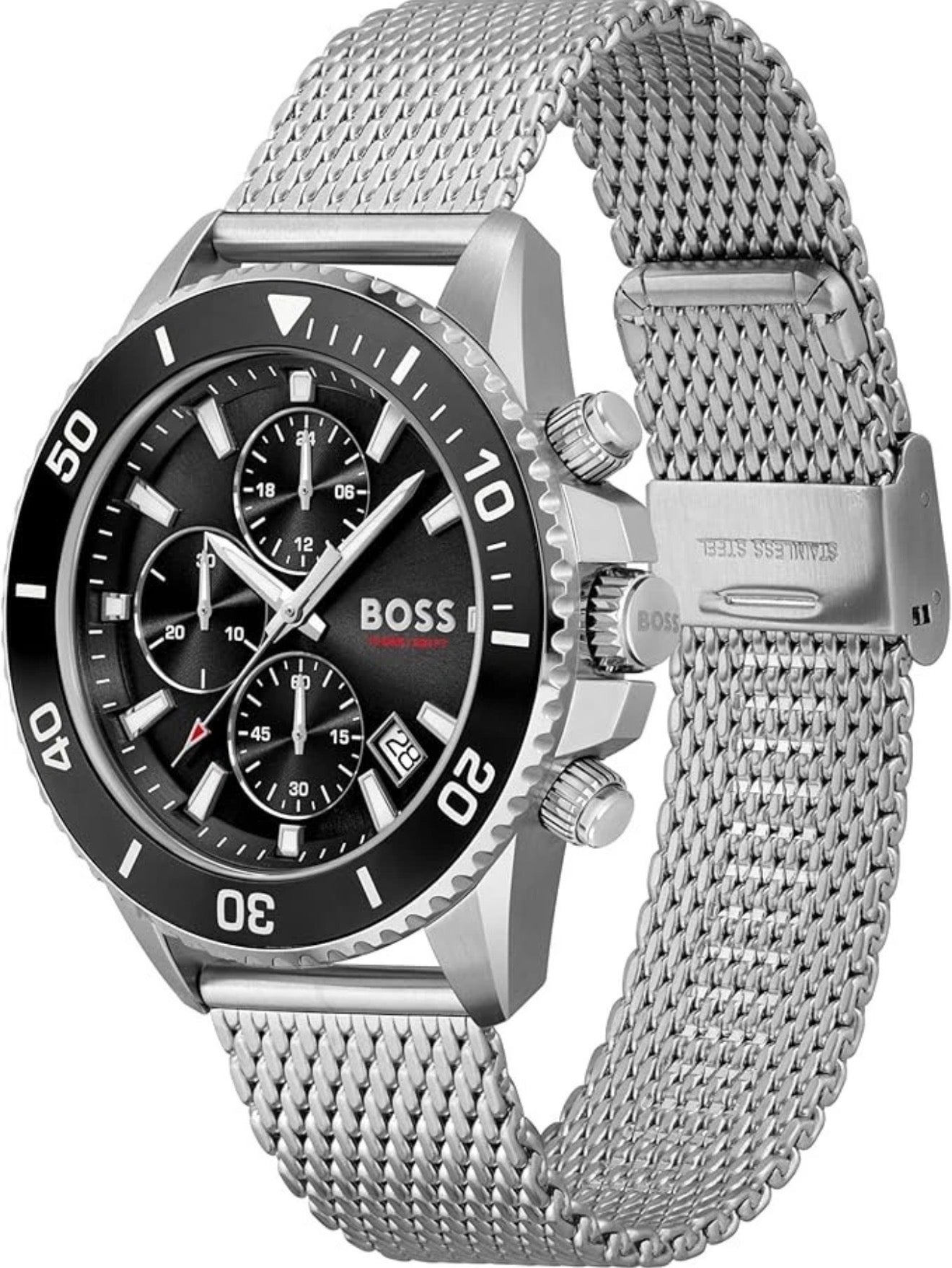 Boss 1513904 Admiral Black & Silver Tone Stainless Steel Mens Chronograph Watch