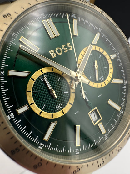 Boss 1513923 Men’s Chronograph Watch – Sophisticated Green Dial with Stainless Steel Case