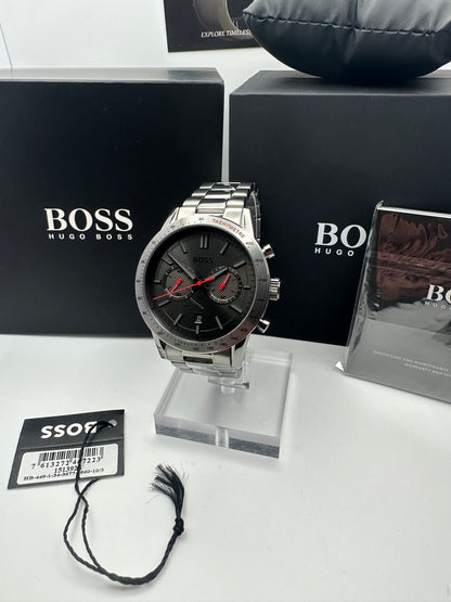 HB1513924 Allure Smokey Black Dial Silver Tone Stainless Steel Mens Chronograph Watch