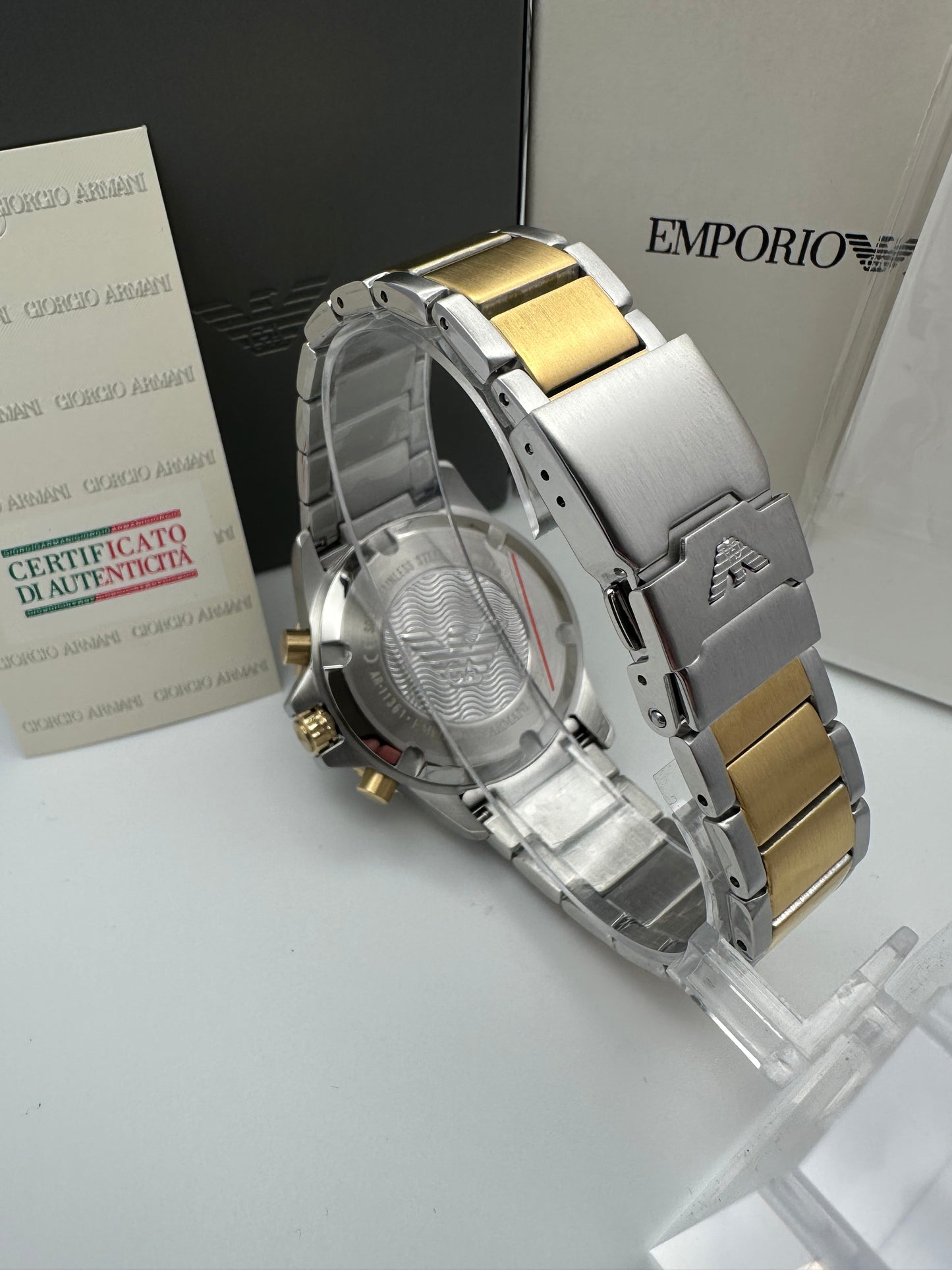 Emporio Armani Mens Diver Watch AR11361 Two Tone Stainless Steel Mens Chronograph Watch